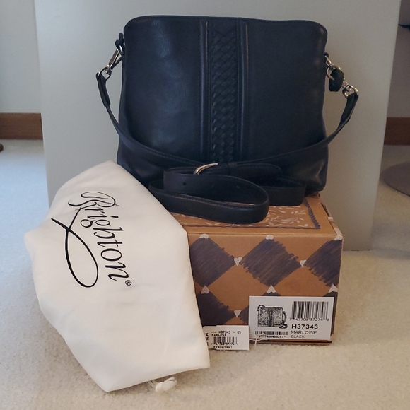Brighton Marlowe Ferrara Black Leather Shoulder Bag